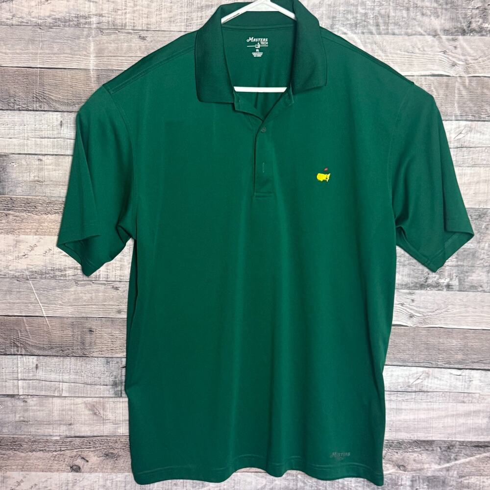 Masters Tech Performance Golf Polo Shirt Mens XL Masters Green Logo Stretch